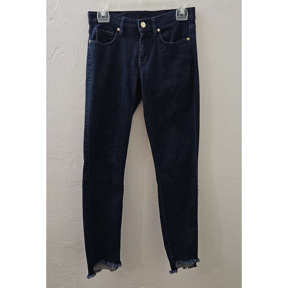 Lilly Pulitzer Women's Size 4 Skinny Jeans Fringe Hem Dark Blue 28.5" Inseam